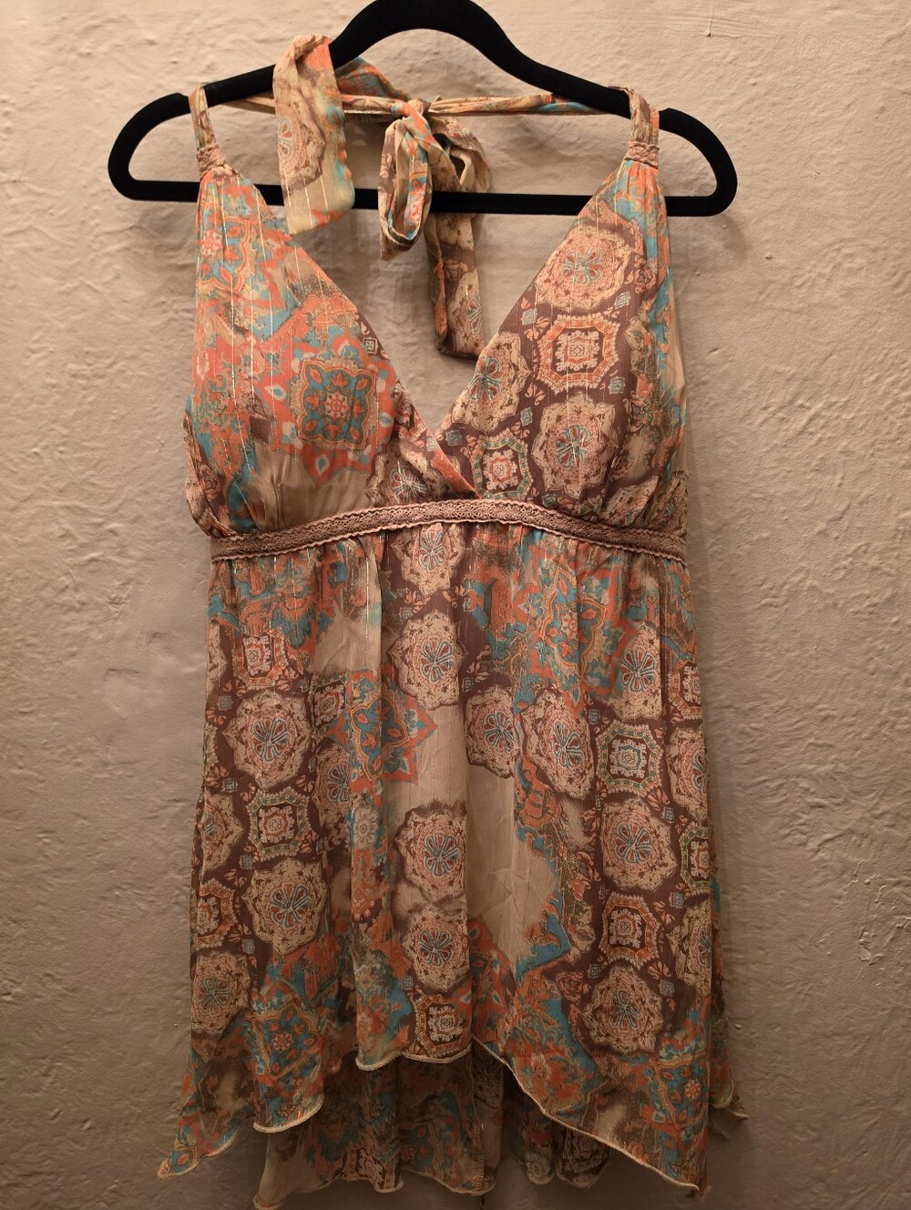Vintage Inspired Y2K 725 Originals Plus Boho Paisley Halter Mini Dress 3X